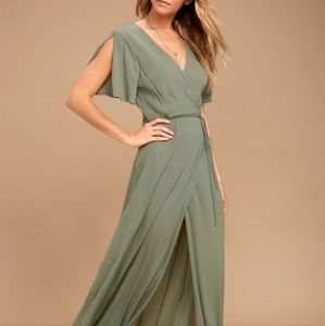 Lulu's large wrap dress style: much obliged, olive green